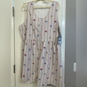 Plus Size Disney Striped Dress with Mickey & Friends Print